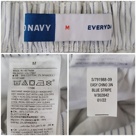 Old Navy High-Waisted OGC Chino Shorts Women's M Blue & White Stripe 4" Inseam - Picture 5 of 8